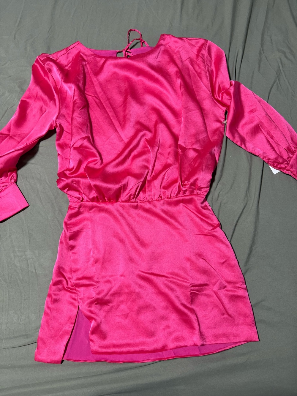 Lumiere Bright Hot Pink Satin Mini Dress